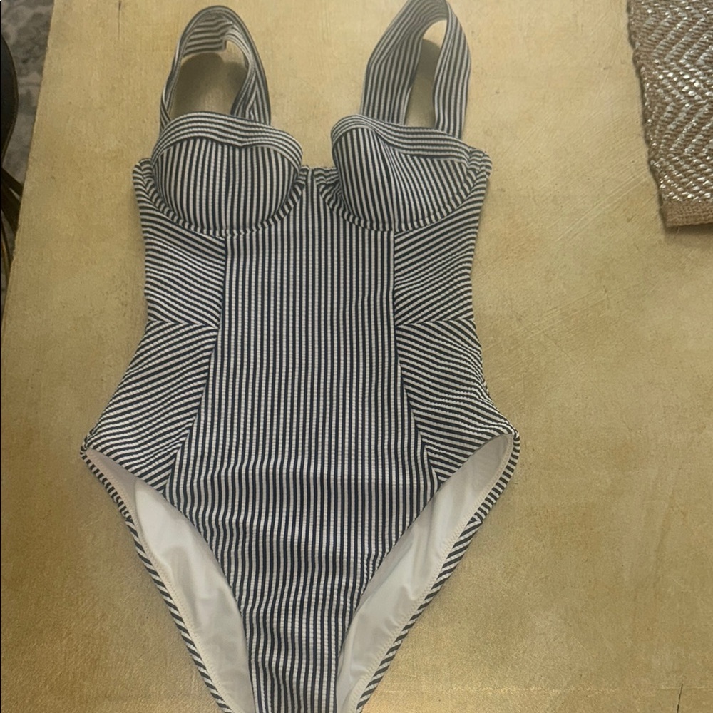 Jonathan Simkhai Midnight Striped One Piece